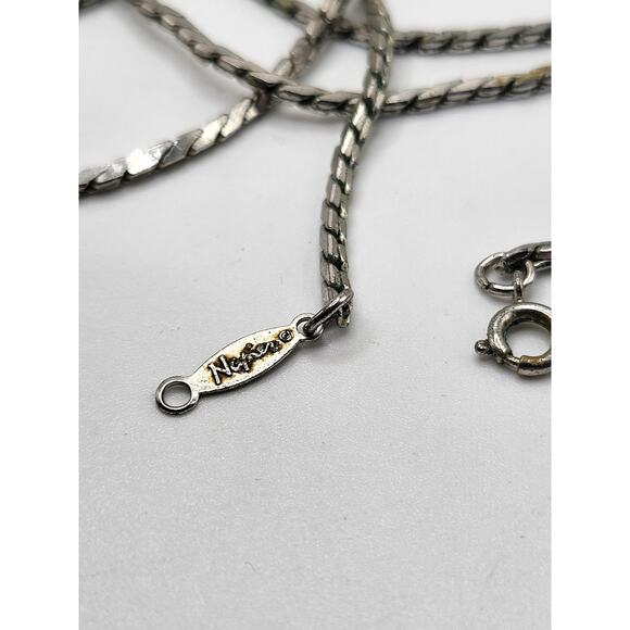 Vintage Napier Silver Tone Flat Chain Necklace 30.5 Inch 1970s 1980s - Picture 6 of 8